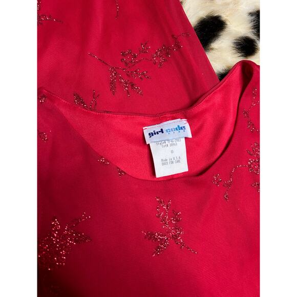 Y2K Girl Code Red Sparkly Floral Midi Dress 8 - Picture 3 of 4
